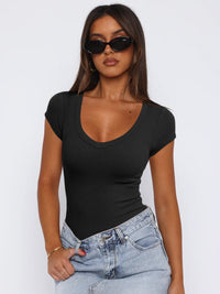 Olivia Scoop Neck Cap Sleeve Top