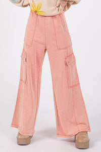 Ava Rose Knit Terry Mineral Wash Wide Leg Pants