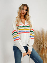 Norah Striped Hooded Cardigan