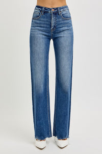 Tummy Control High Rise Raw Cut Jeans