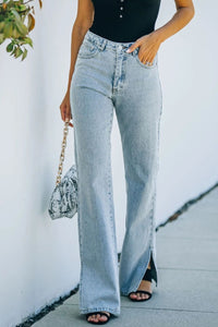 Sarah Side Slit Jeans with Pockets