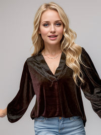 V-Neck Three-Quarter Sleeve Blouse In Multi Colors