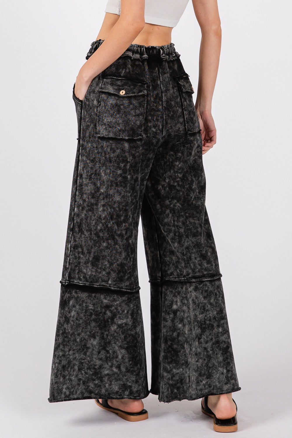 Adaline Mineral Washed Terry Wide Leg Pants