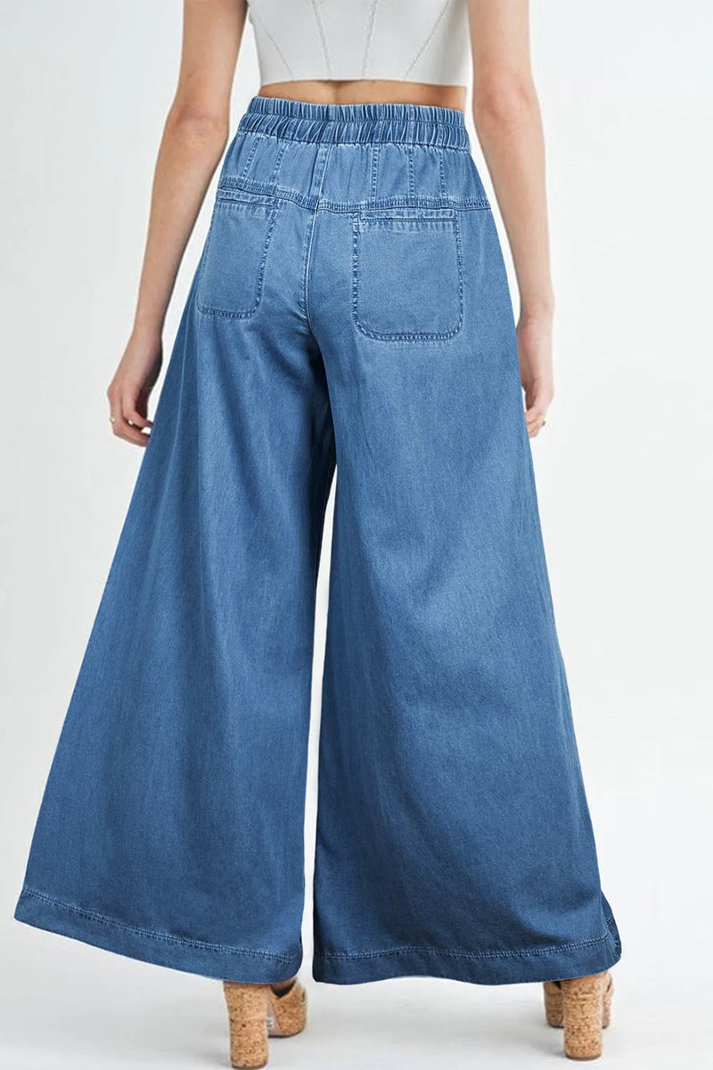 Emilia Drawstring Elastic Waist Wide Leg Pants