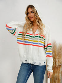 Norah Striped Hooded Cardigan