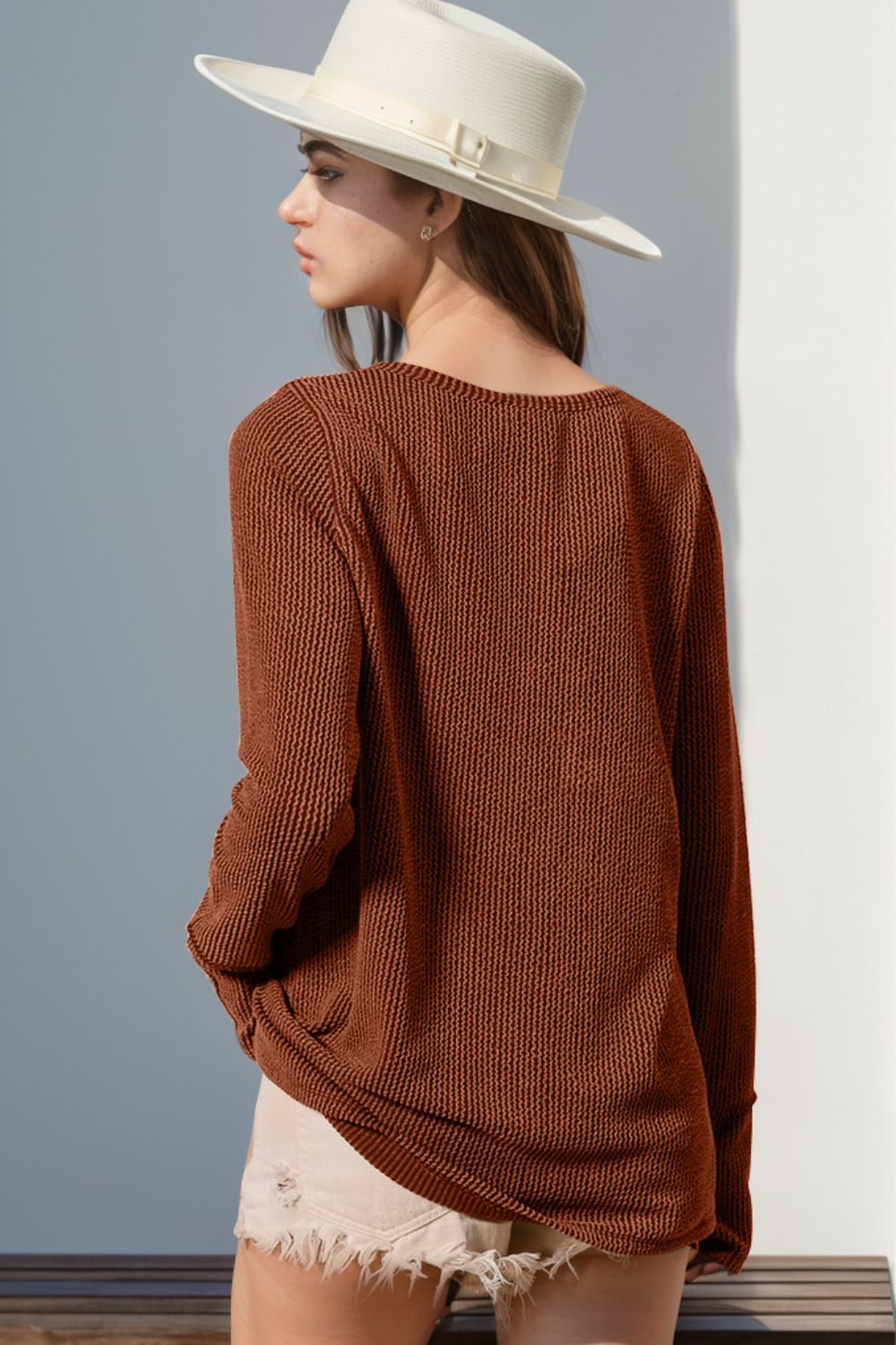 Notched Thumbhole Long Sleeve Tee