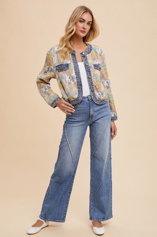 Decorative Seams Wide Leg Jeans