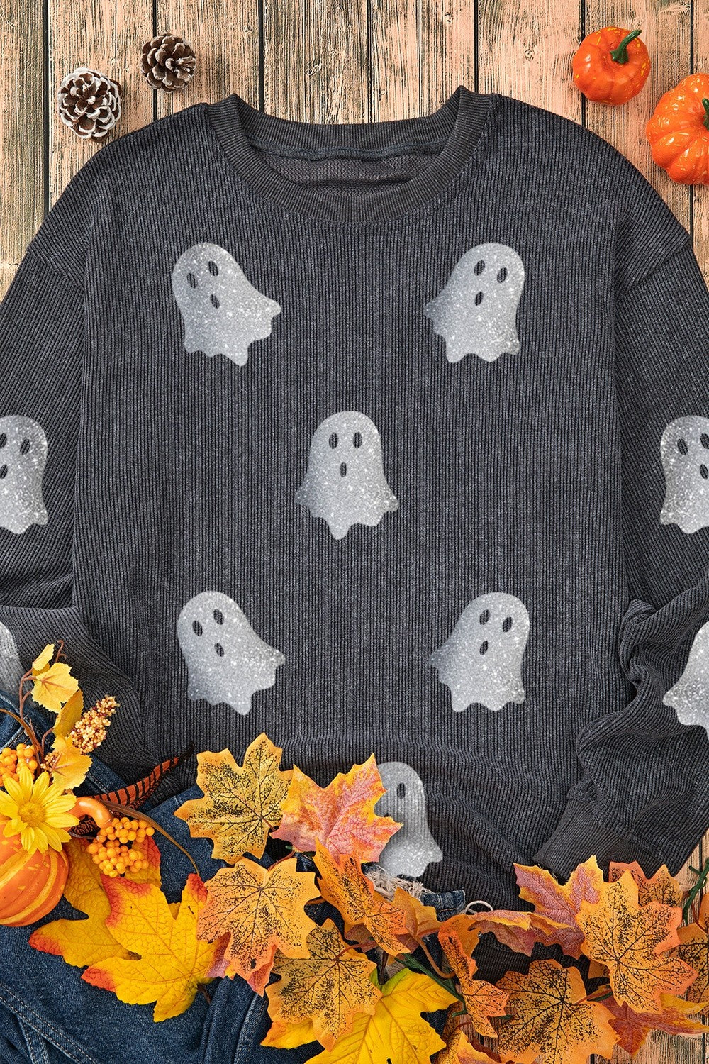 Glitter Ghost Sweatshirt In Multi Colors