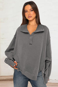 Exposed Seam Side Slit Sweatshirt In Multi Colors