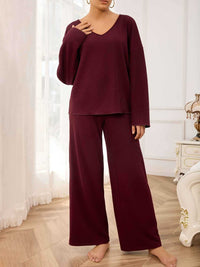 Aubree V-Neck Top and Wide Leg Pants Set