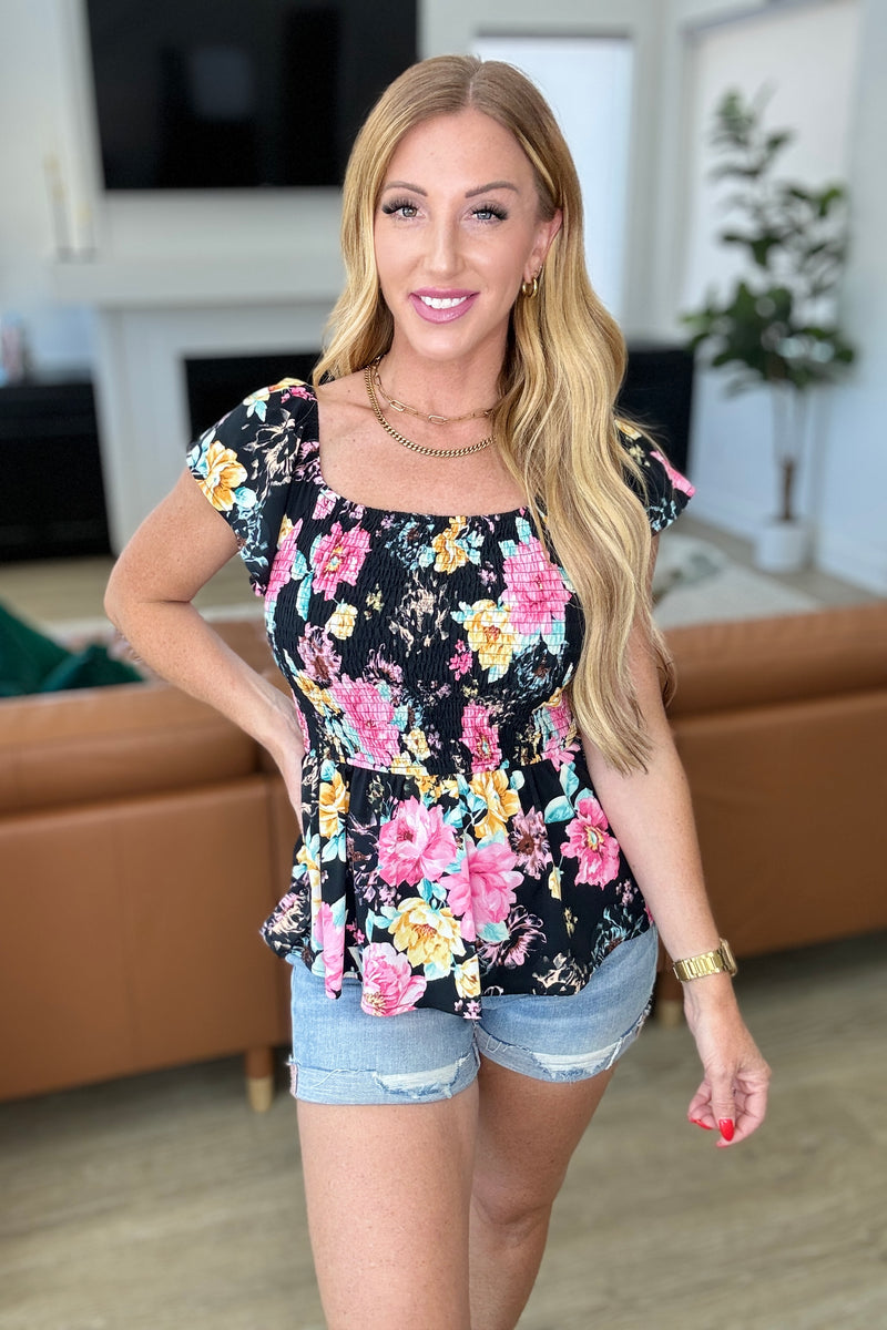 Constantly Cute Floral Top in Black Multi