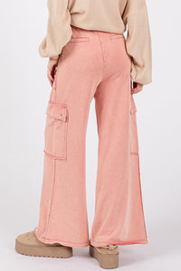 Ava Rose Knit Terry Mineral Wash Wide Leg Pants