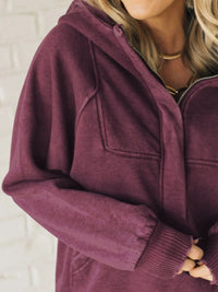 Half Zip Kangaroo Pocket Long Sleeve Hoodie