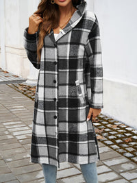 Morgan Plaid Hooded Coat In Multi Colors