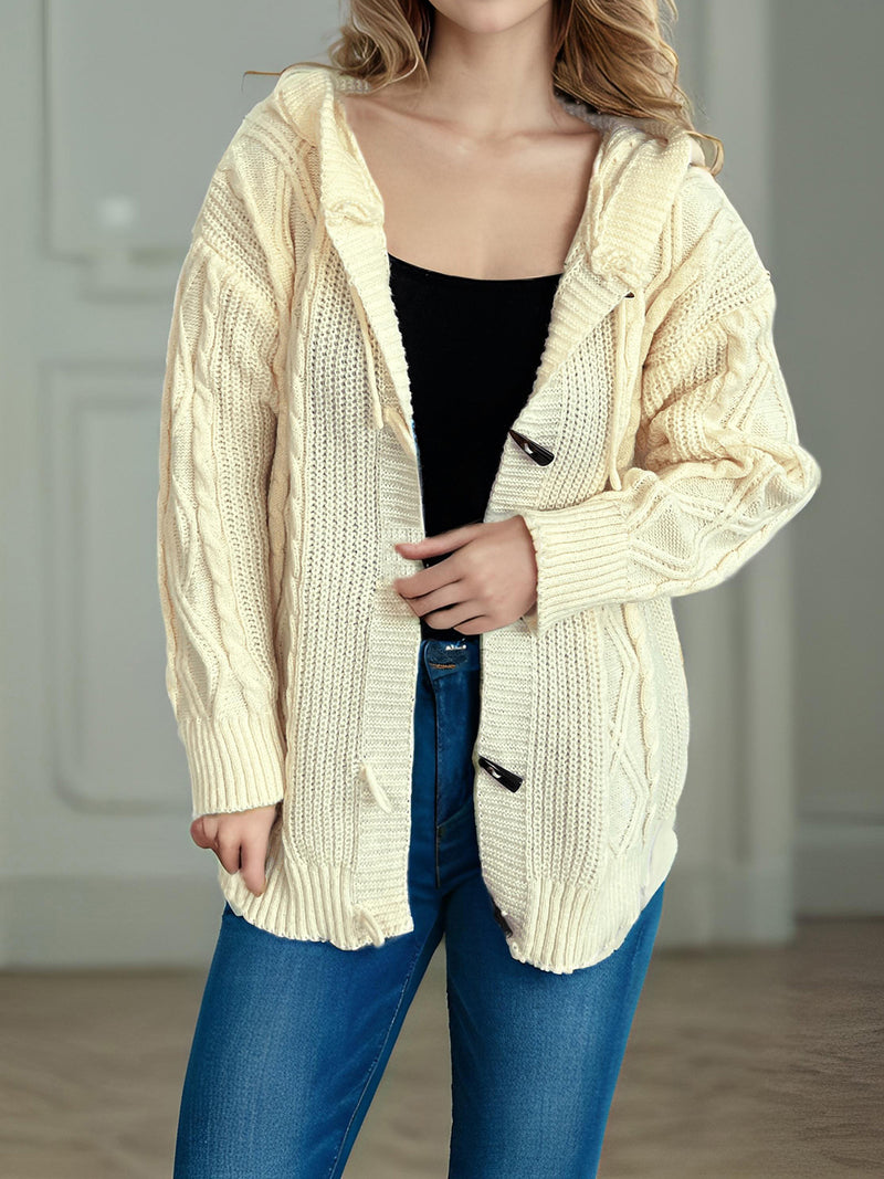 Aria Cable-Knit Hooded Cardigan