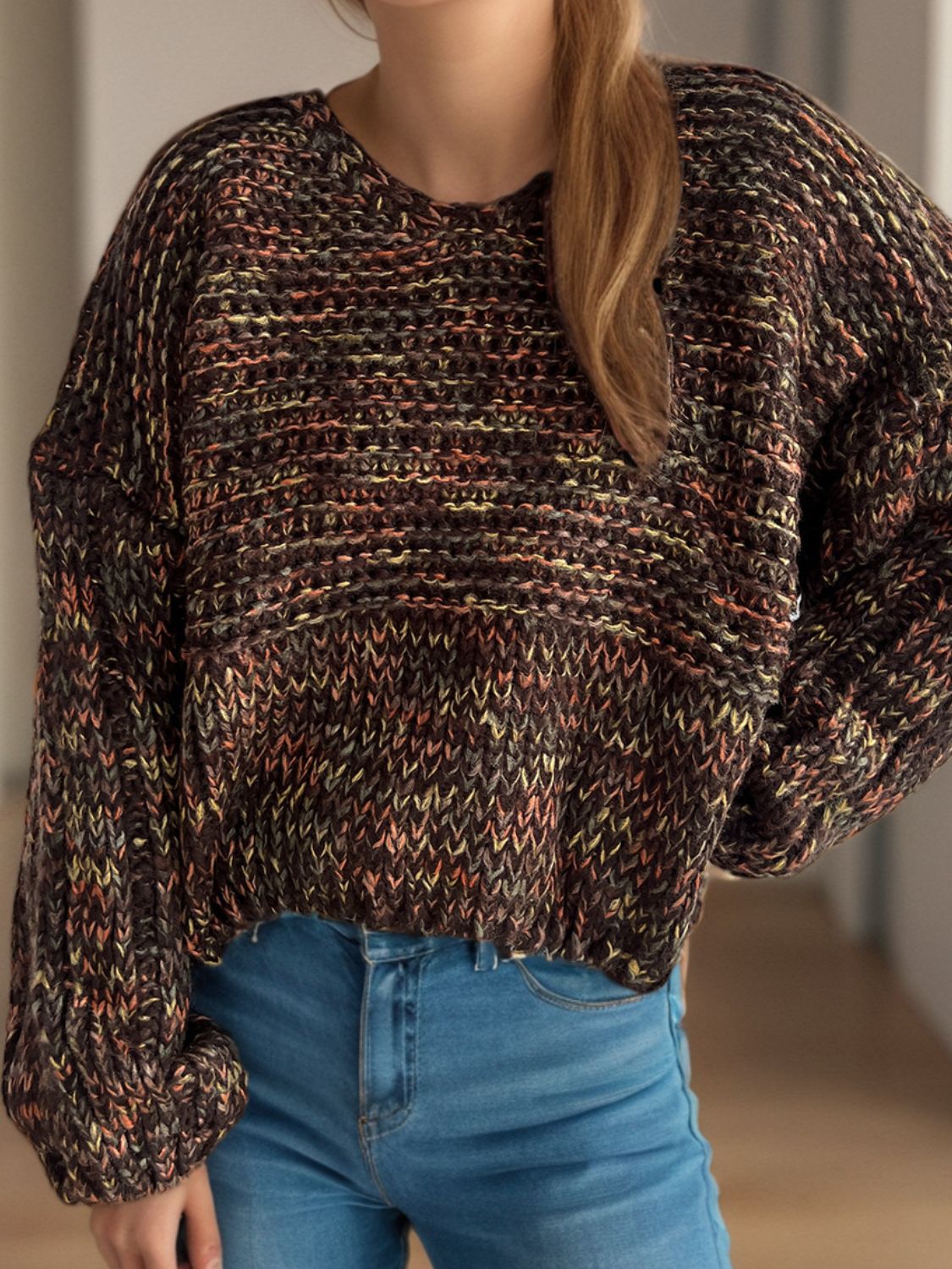 Josie Dropped Shoulder Sweater In Multi Colors