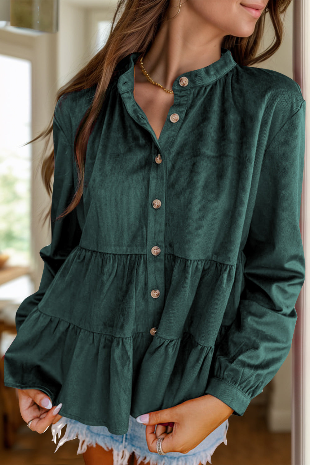 Lucia Buttoned Peplum Shirt