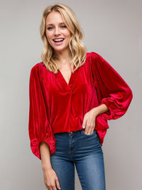 V-Neck Three-Quarter Sleeve Blouse In Multi Colors