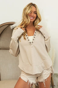 BiBi Washed Thumbhole Cuff Sweatshirt