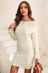 Amy Boat Neck Sweater Dress In Multi Colors