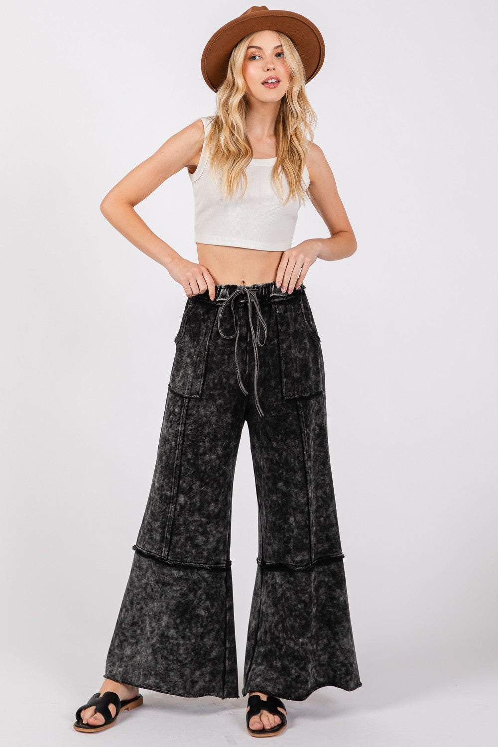 Adaline Mineral Washed Terry Wide Leg Pants