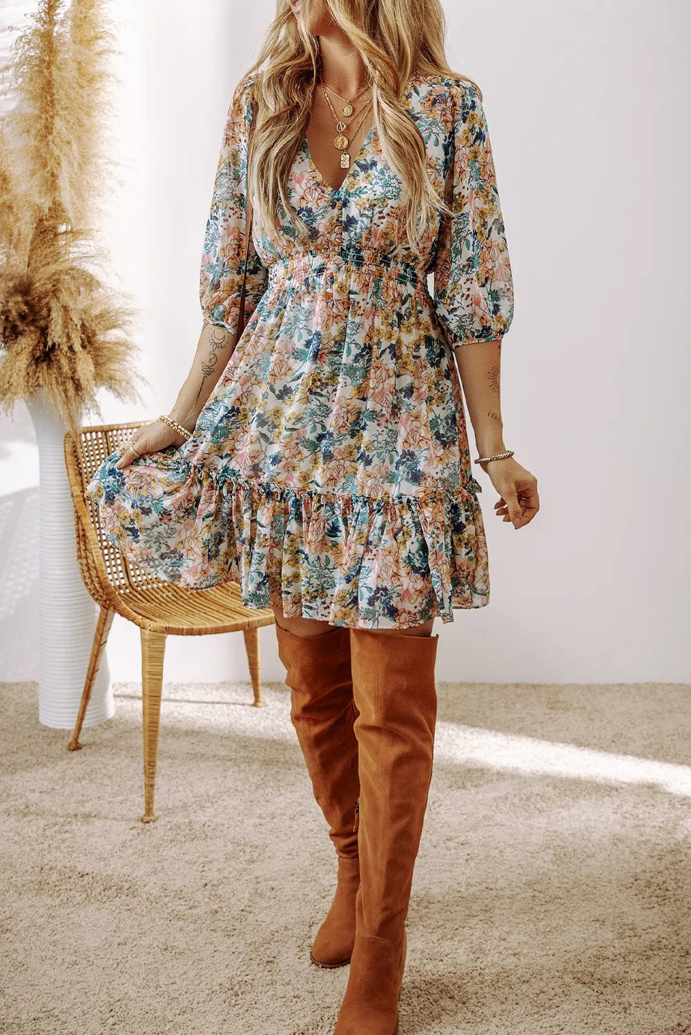 Zoey Floral Half Sleeve Dress