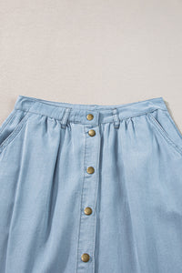 Melody Snap Down High Waist Denim Skirt