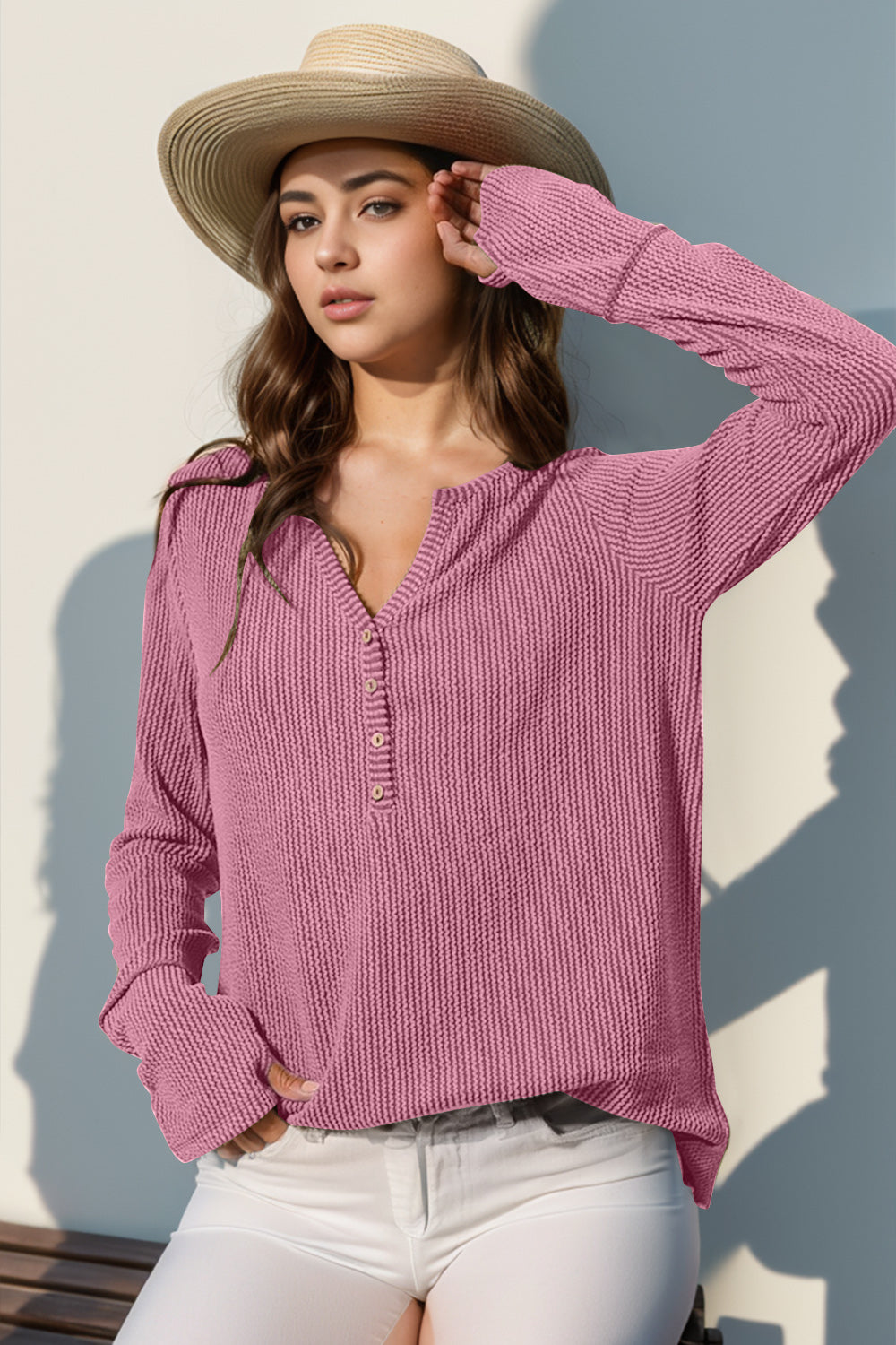 Notched Thumbhole Long Sleeve Tee