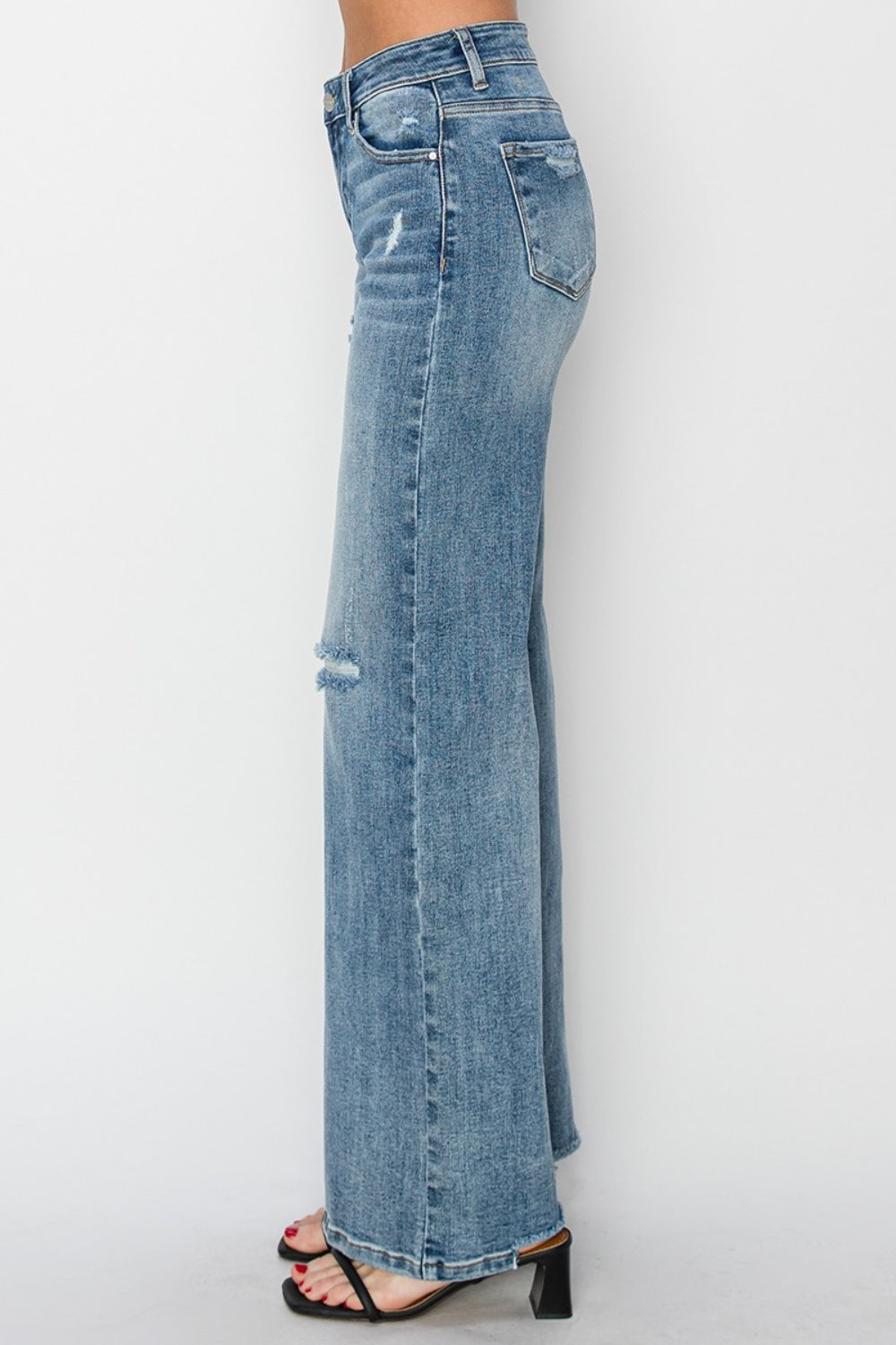 Jaylene High Waist Distressed Wide Leg Jeans