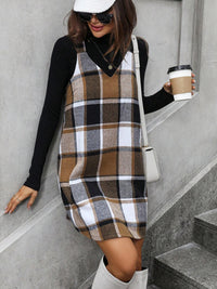 Harper Plaid V-Neck Wide Strap Dress