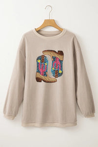 Sequin Boots Sweatshirt