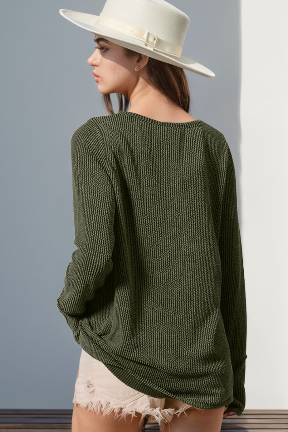 Notched Thumbhole Long Sleeve Tee