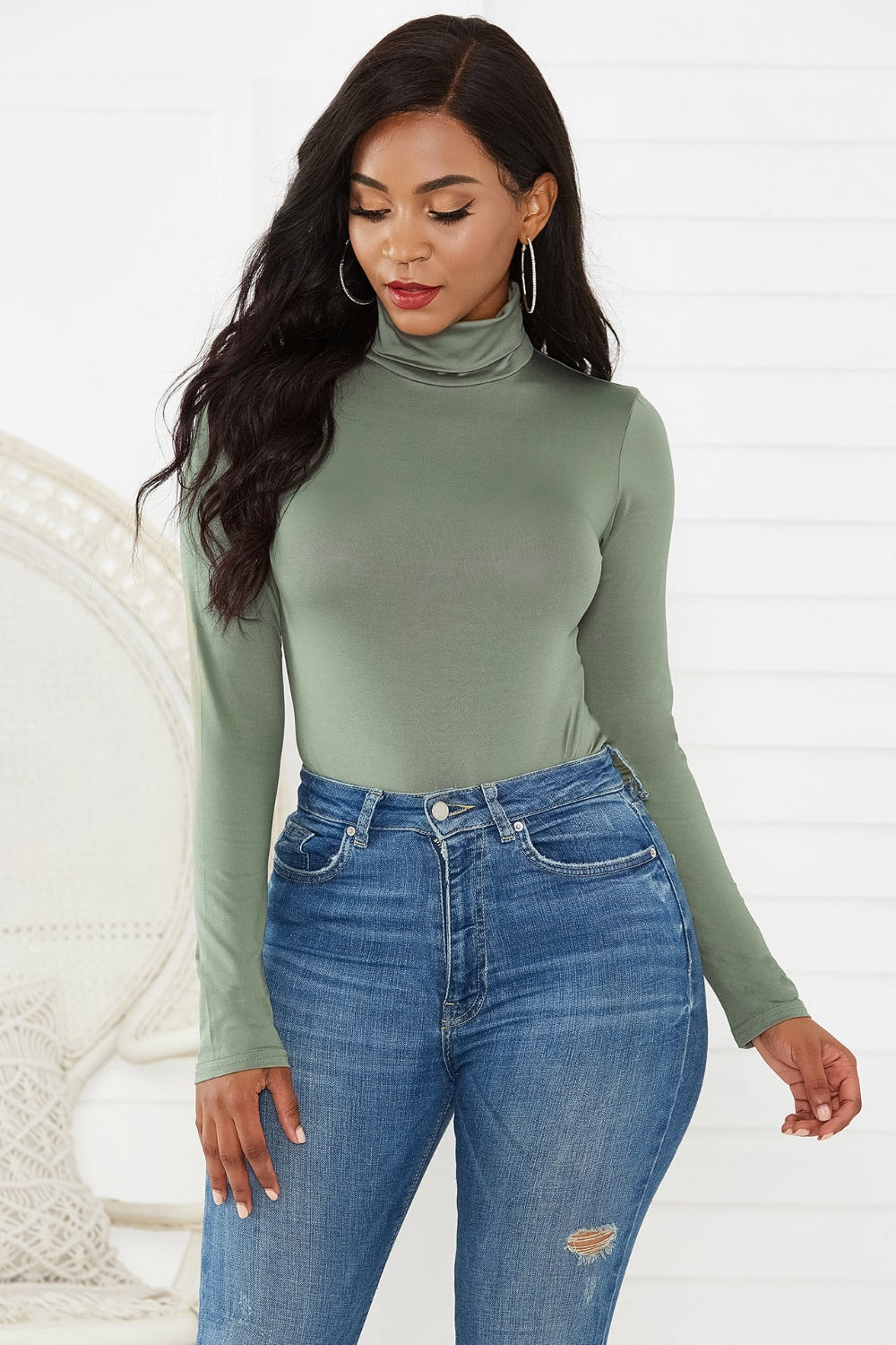 Zara Long Sleeve Turtleneck Bodysuit In 12 Colors