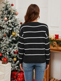 Sequin Santa Striped Sweater In Multi Colors