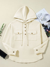 Hailey Drawstring Half Button Hoodie