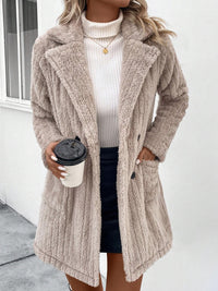 Zola Fuzzy Button Up Coat with Pockets