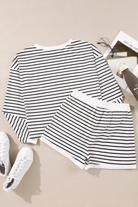 Allison Striped Lounge Top and Shorts Set