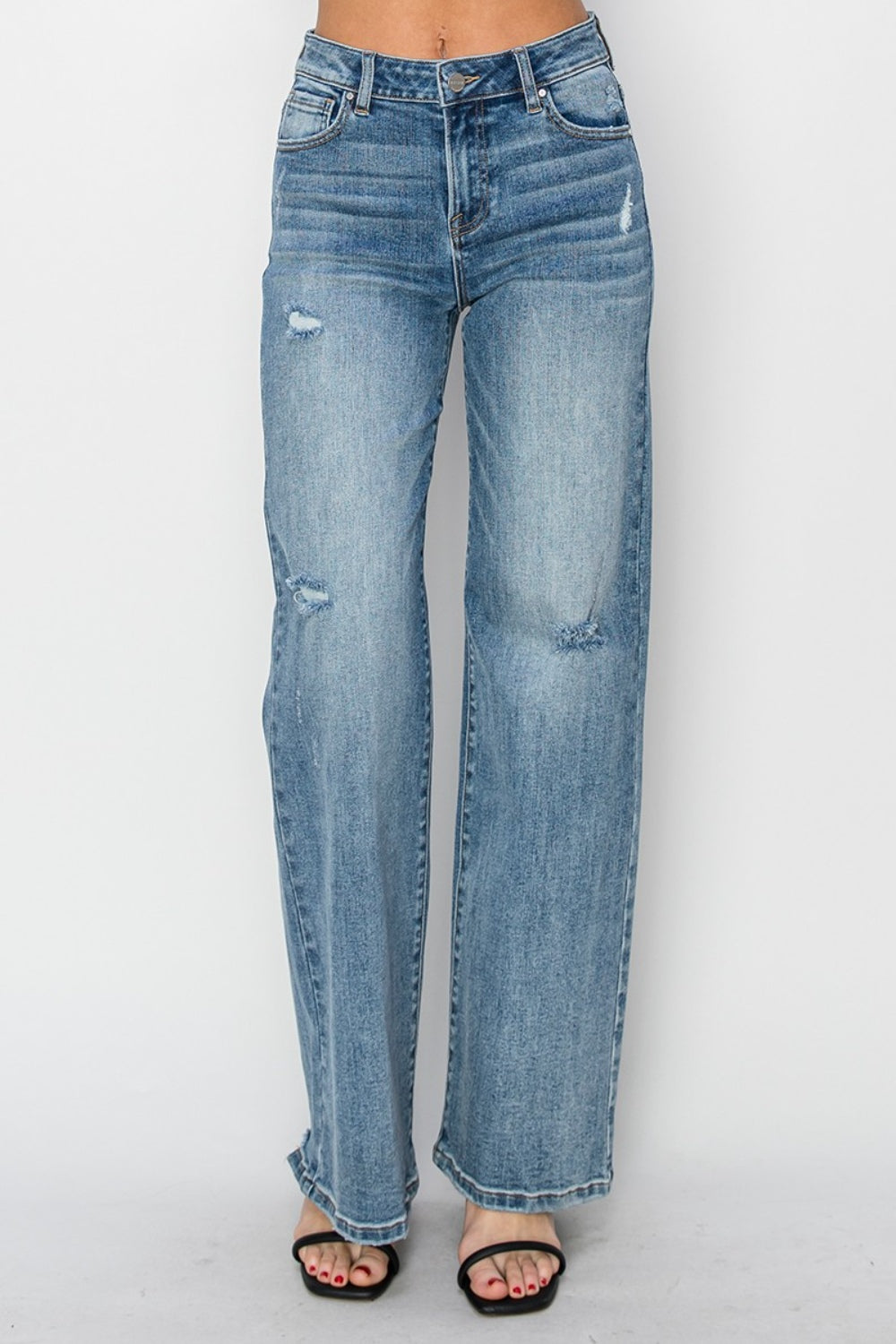 Jaylene High Waist Distressed Wide Leg Jeans