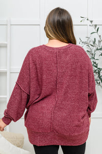 Brushed Soft Sweater In Burgundy