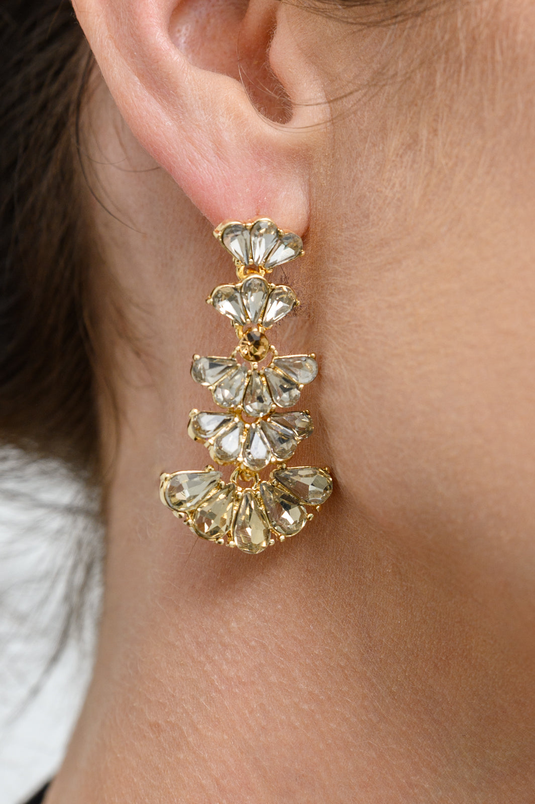 Ella Smoky Crystal Drop Earrings in Light Topaz