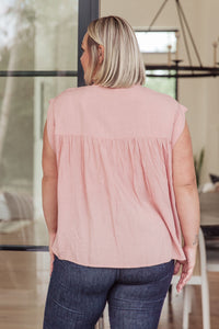 Pleat Detail Button Up Blouse in Pink