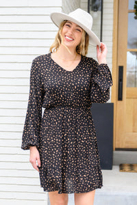 Make Your Happiness Long Sleeve Dress in Black